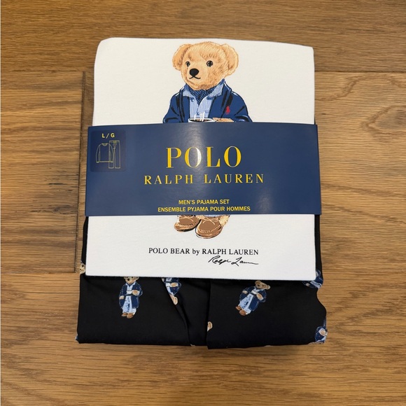 Polo Ralph Lauren Black Pajama Set with Bear Design - Picture 1 of 8